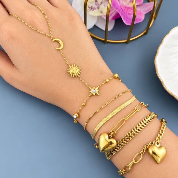 "Heart" PVD Gold-Plated Stainless Steel Bracelet - Intensity