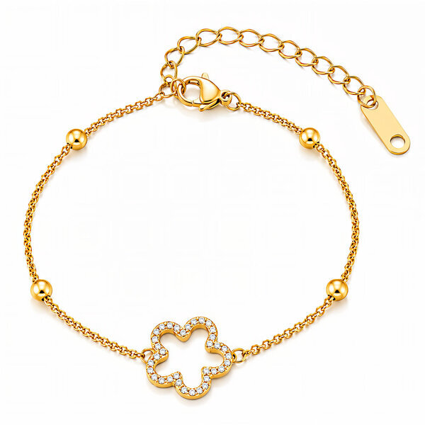 "Flower" PVD Gold-Plated Steel Bracelet - Intensity