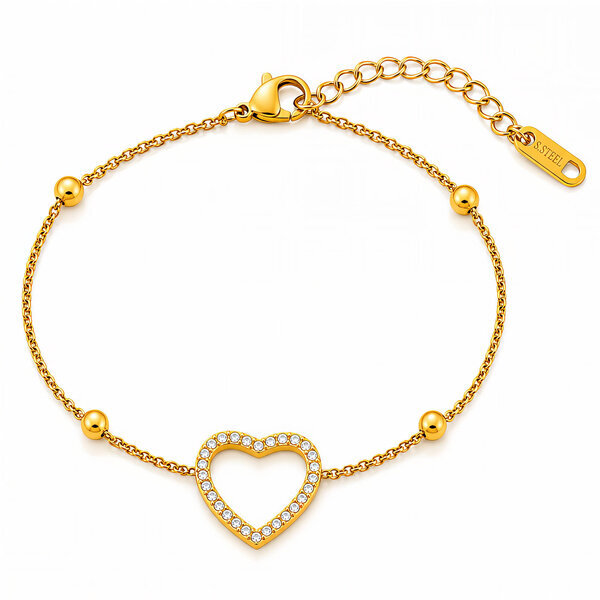"Heart" PVD Gold-Plated Stainless Steel Bracelet - Intensity
