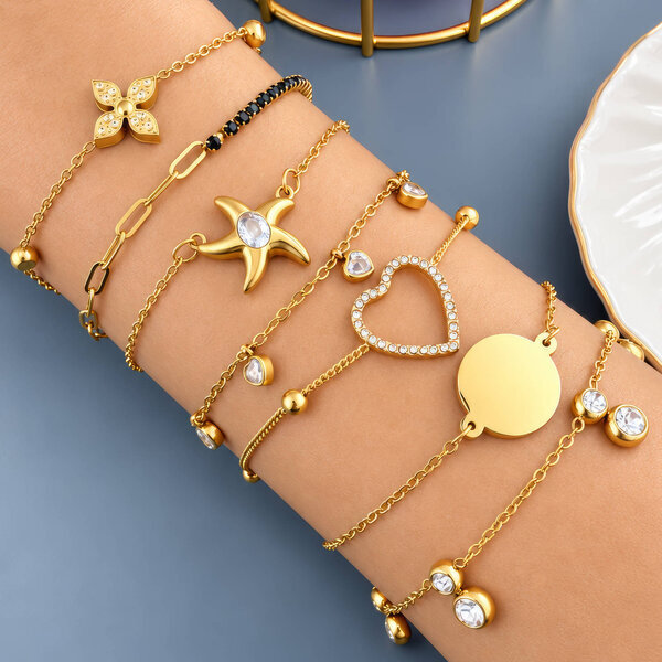 "Heart" PVD Gold-Plated Stainless Steel Bracelet - Intensity