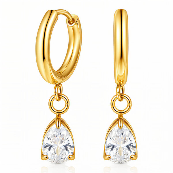 "Teardrop" PVD Gold-Plated Steel Earrings - Intensity
