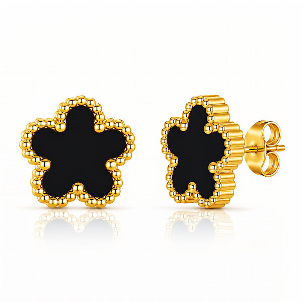 "Flowers" PVD Gold-Plated Steel Earrings - Intensity