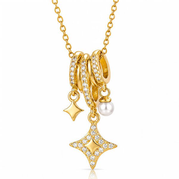 "Stars" PVD Gold-Plated Brass Necklace - Intensity