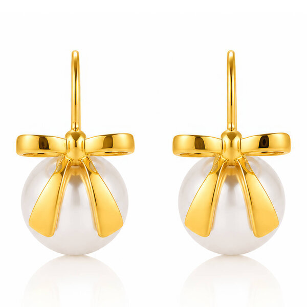 "Bow" PVD Gold-Plated Stainless Steel Earrings - Intensity