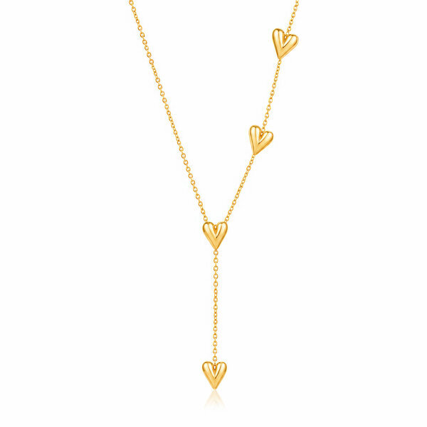 "Hearts" PVD Gold-Plated Steel Necklace - Intensity