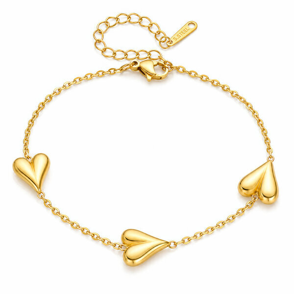 "Hearts" PVD Gold-Plated Steel Bracelet - Intensity