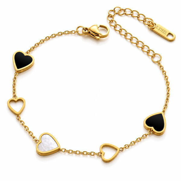 "Hearts" PVD Gold-Plated Steel Bracelet - Intensity