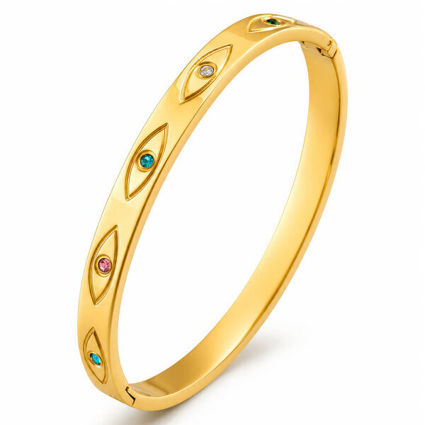 "Evil Eyes" PVD Gold-Plated Steel Bracelet - Intensity