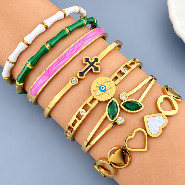 "Leaves" PVD Gold-Plated Steel Bracelet - Intensity