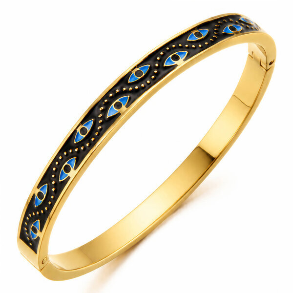 "Evil Eyes" PVD Gold-Plated Steel Bracelet - Intensity