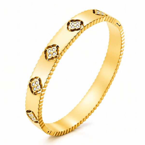 "Flower Meadow" PVD Gold-Plated Steel Bracelet - Intensity