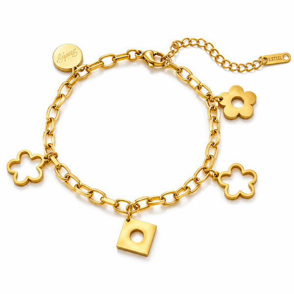 "Flower Meadow" PVD Gold-Plated Steel Bracelet - Intensity