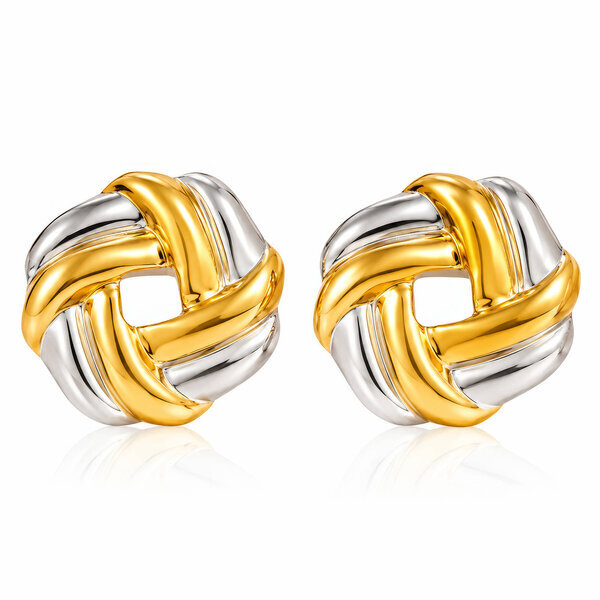 Earrings, 18K Gold Plated Steel