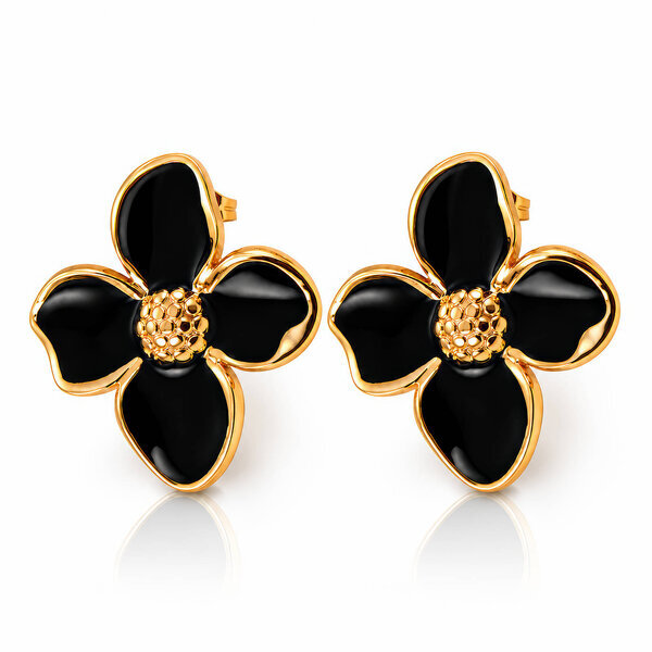 "Flowers" PVD Gold-Plated Steel Earrings - Intensity