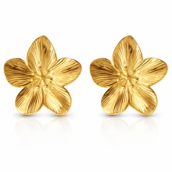 "Flowers" PVD Gold-Plated Steel Earrings - Intensity