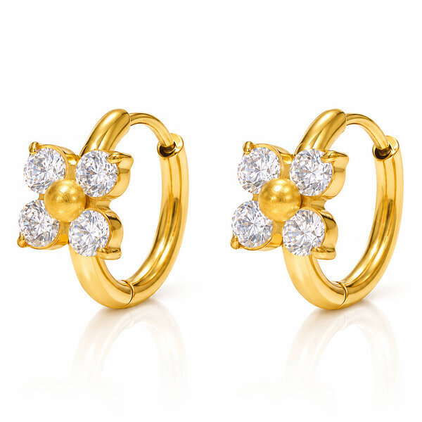 "Flowers" PVD Gold-Plated Steel Earrings - Intensity