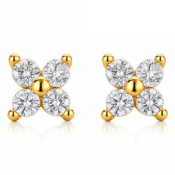 "Flowers" PVD Gold-Plated Steel Earrings - Ear Stack