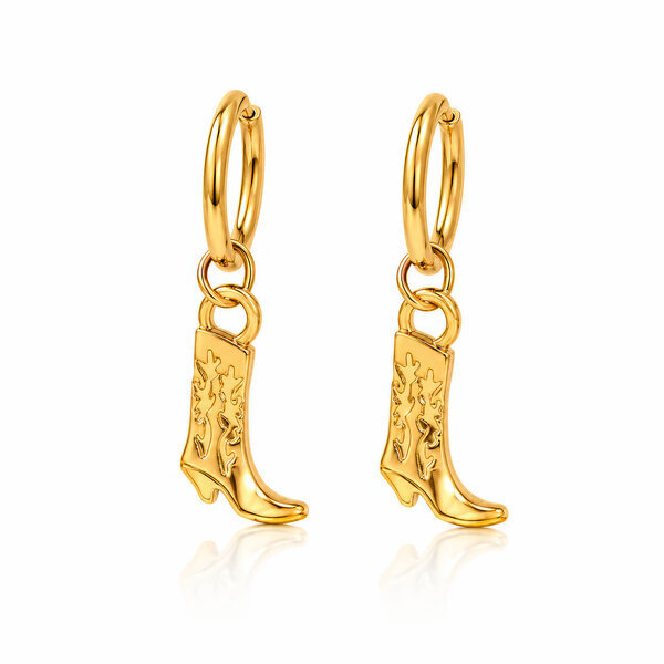 Earrings, 18K Gold Plated Steel