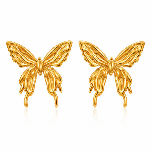 "Butterflies" PVD Gold-Plated Steel Earrings - Intensity