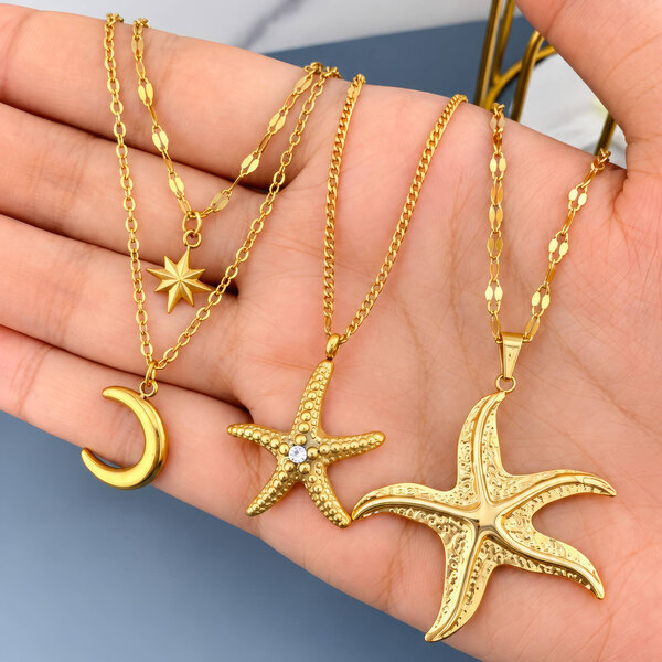 "Starfish" PVD Gold-Plated Steel Necklace - Intensity