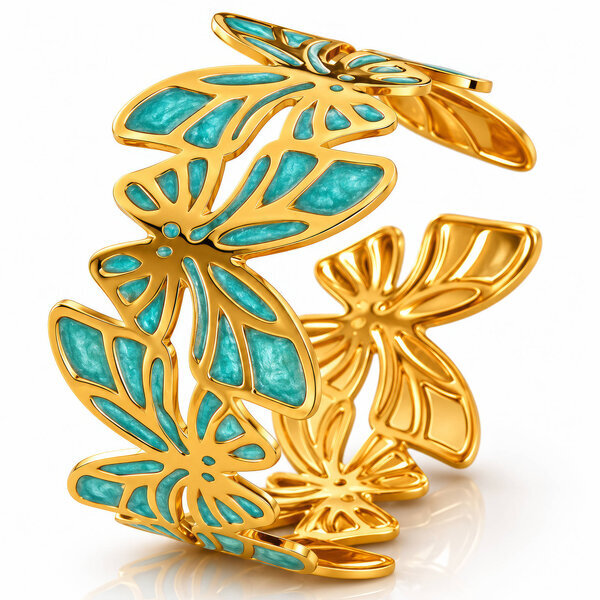 "Butterflies" PVD Gold-Plated Steel Bracelet - Intensity