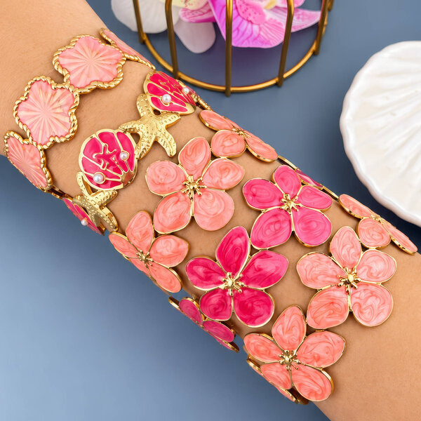 "Flower Meadow" PVD Gold-Plated Steel Bracelet - Intensity