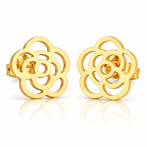"Flowers" PVD Gold-Plated Steel Earrings - Intensity