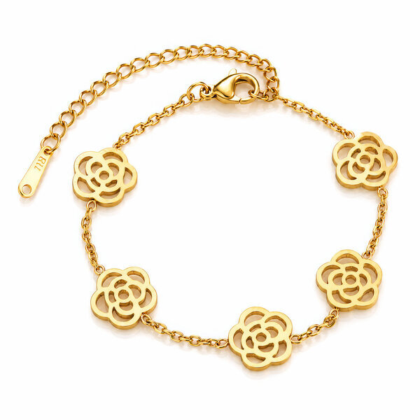 "Flower Meadow" PVD Gold-Plated Steel Bracelet - Intensity