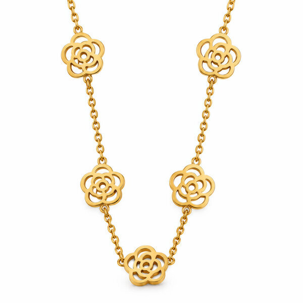"Flower Meadow" Necklace, 18K Gold Plated Steel