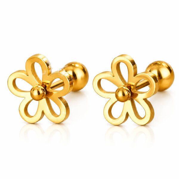"Flowers" PVD Gold-Plated Steel Earrings - Ear Stack