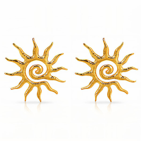 "Suns" PVD Gold-Plated Stainless Steel Earrings - Intensity