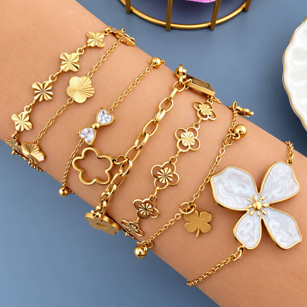 "Flowers" PVD Gold-Plated Steel Bracelet - Intensity