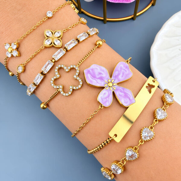 "Flower" PVD Gold-Plated Steel Bracelet - Intensity