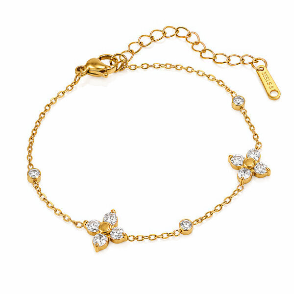 "Flowers" PVD Gold-Plated Steel Bracelet - Intensity