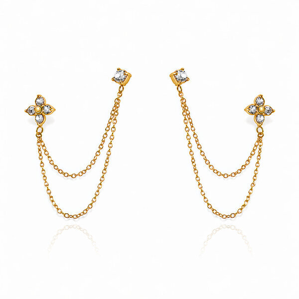 "Flower" Earrings, 18K Gold Plated Steel