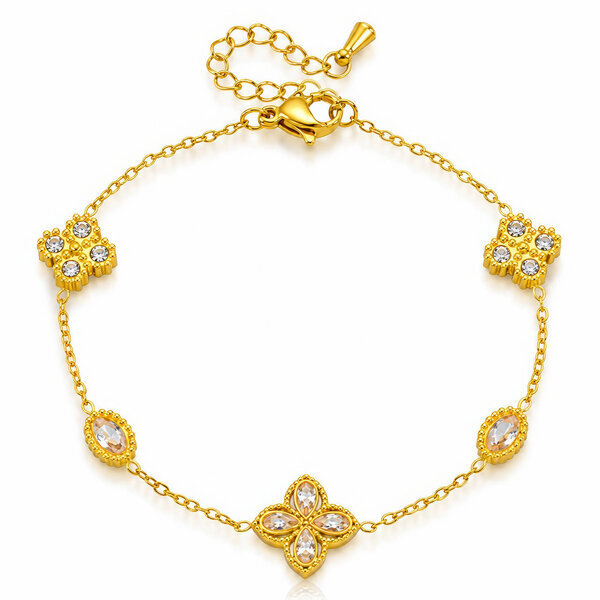"Flower Meadow" PVD Gold-Plated Steel Bracelet - Intensity