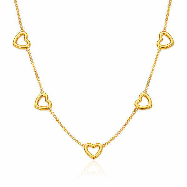 "Hearts" PVD Gold-Plated Steel Necklace - Intensity