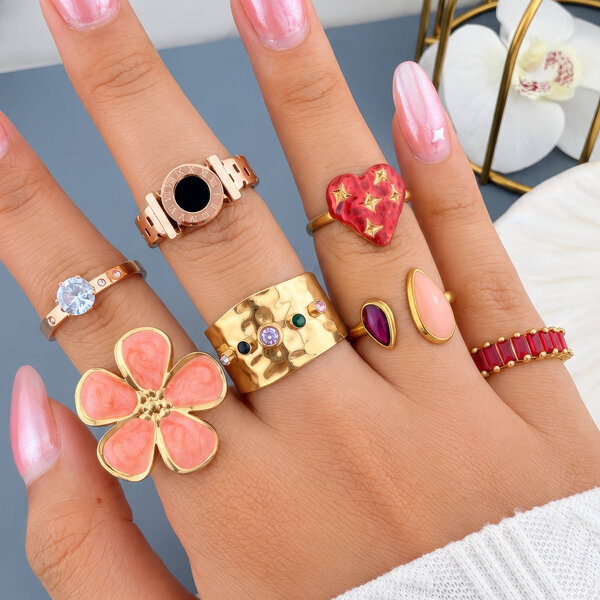 "Flower" PVD Gold-Plated Stainless Steel Ring - Intensity