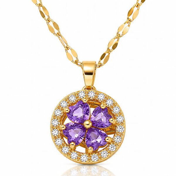 "Flower" Necklace, 18K Gold Plated Steel