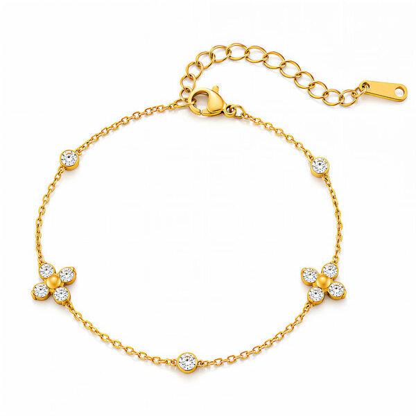 "Flowers" PVD Gold-Plated Stainless Steel Bracelet - Intensity