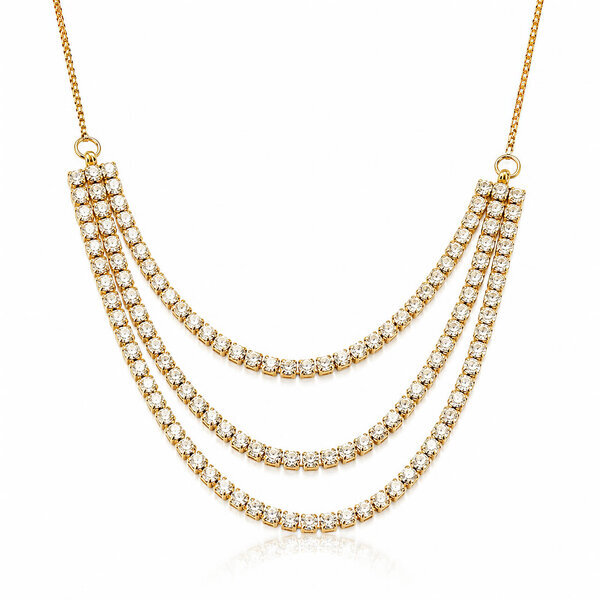 "Tennis" Necklace, 18K Gold Plated Steel