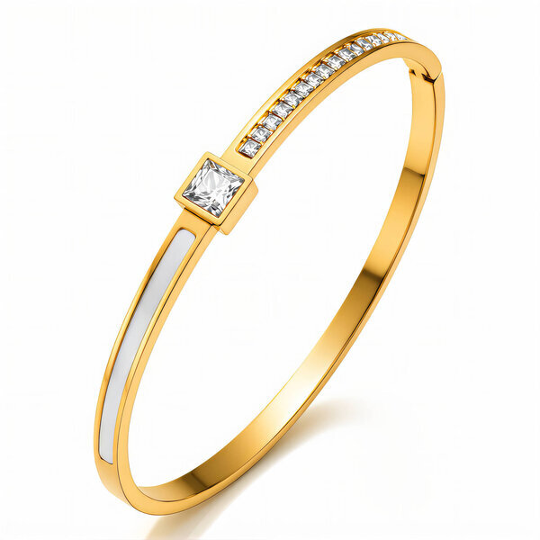 Bracelet, 18K Gold Plated Steel