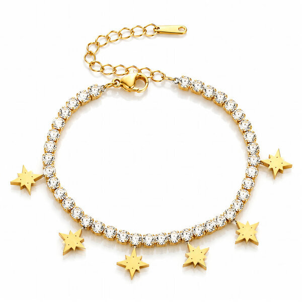 "Star" Bracelet, 18K Gold Plated Steel