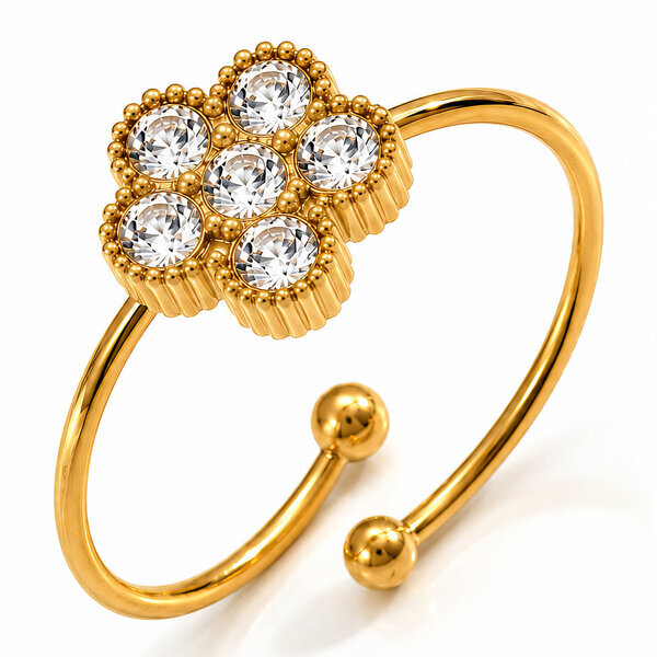 "Flower" Ring, 18K Gold Plated Steel