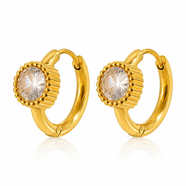 Earrings, 18K Gold Plated Steel