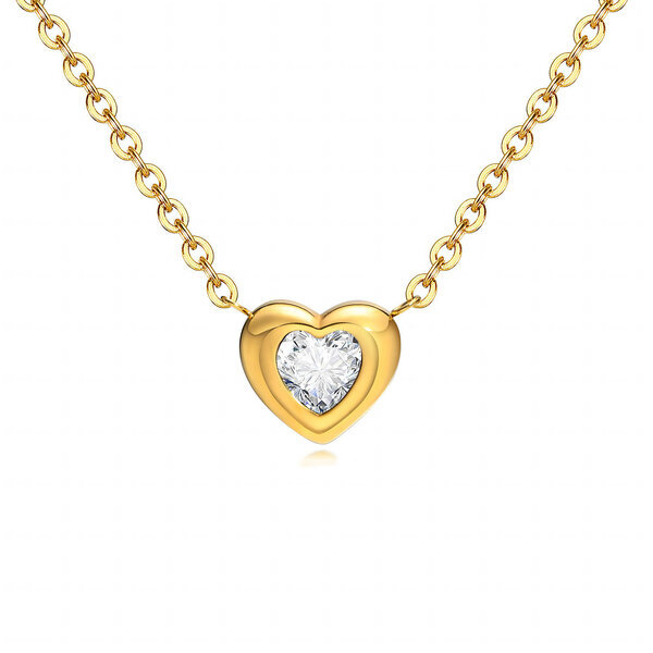 "Heart" Necklace, 18K Gold Plated Steel