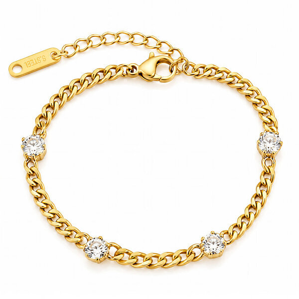 Bracelet, 18K Gold Plated Steel