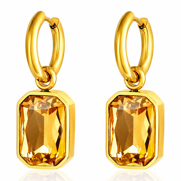 Earrings, 18K Gold Plated Steel