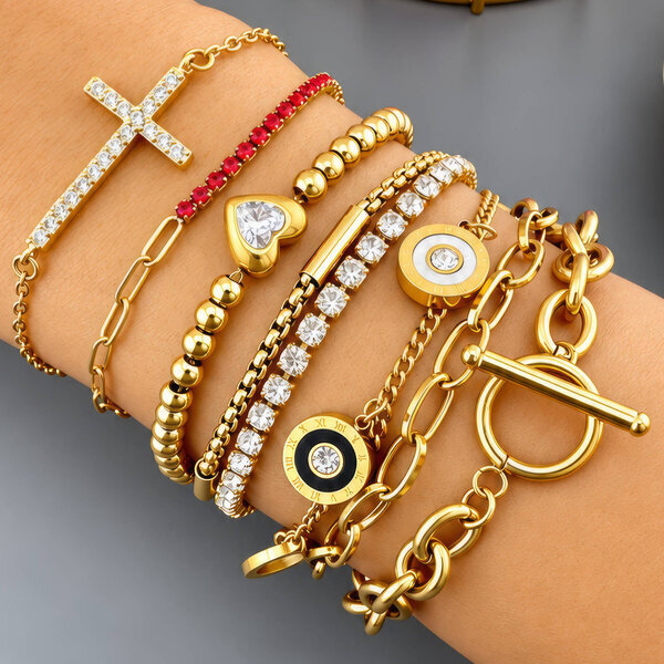 "Heart" PVD Gold-Plated Stainless Steel Bracelet - Intensity