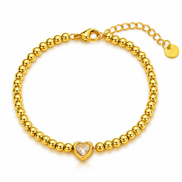 "Heart" Bracelet, 18K Gold Plated Steel